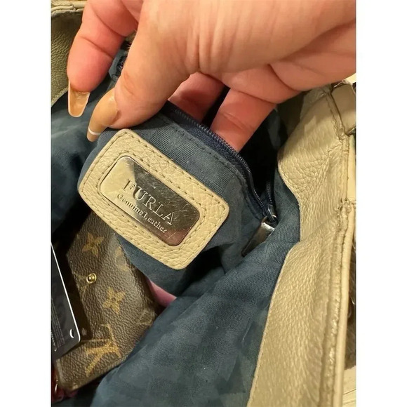 Furla Women's Taupe Convertible Leather Tote Bag with Zippered Pocket - Picture 5 of 13